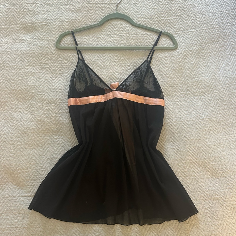 Black and Pink Lace Babydoll Lingerie